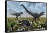 A Pair of Allosaurus Dinosaurs Kill a Camptosaurus Dinosaur-null-Framed Stretched Canvas