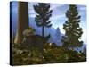 A Pair of Allosaurus Search for a Meal Along a Mountainside Forest-Stocktrek Images-Stretched Canvas