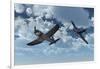 A Pair of American Vought F4U Corsair Aircraft in Flight During World War Ii-null-Framed Art Print