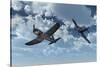 A Pair of American Vought F4U Corsair Aircraft in Flight During World War Ii-null-Stretched Canvas