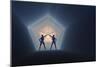 A Pair of Androids Opening Up a Time and Space Portal-null-Mounted Art Print