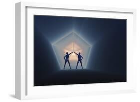 A Pair of Androids Opening Up a Time and Space Portal-null-Framed Premium Giclee Print