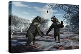 A Pair of Arctodus Bears in a Territorial Dispute-Stocktrek Images-Stretched Canvas