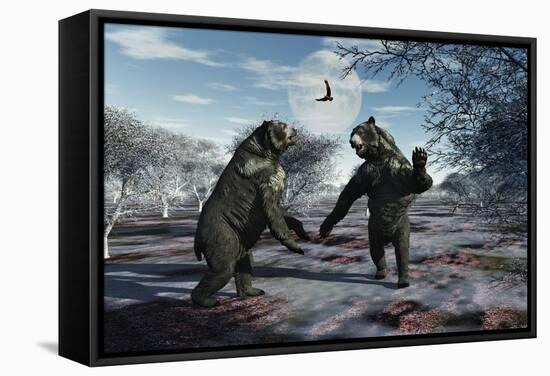 A Pair of Arctodus Bears in a Territorial Dispute-Stocktrek Images-Framed Stretched Canvas