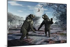 A Pair of Arctodus Bears in a Territorial Dispute-Stocktrek Images-Mounted Art Print