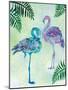 A pair of Blue Coast Flamingos with Palm fronds-Bee Sturgis-Mounted Art Print