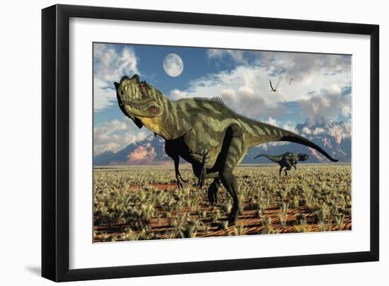 A Pair of Carnivorous Yangchuanosaurus Dinosaurs-null-Framed Art Print