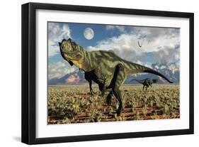 A Pair of Carnivorous Yangchuanosaurus Dinosaurs-null-Framed Art Print