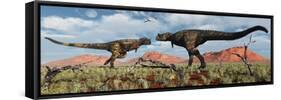 A Pair of Carnotaurus Dinosaurs in a Territorial Dispute-null-Framed Stretched Canvas