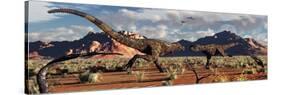 A Pair of Carnotaurus Dinosaurs in a Territorial Dispute-null-Stretched Canvas