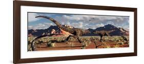 A Pair of Carnotaurus Dinosaurs in a Territorial Dispute-null-Framed Premium Giclee Print