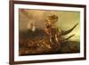 A Pair of Carnotaurus Dinosaurs on the Prowl-null-Framed Art Print