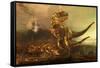 A Pair of Carnotaurus Dinosaurs on the Prowl-null-Framed Stretched Canvas