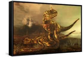 A Pair of Carnotaurus Dinosaurs on the Prowl-null-Framed Stretched Canvas