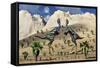 A Pair of Caudipteryx Feathered Dinosaurs Involved in a Mating Ritual-Stocktrek Images-Framed Stretched Canvas