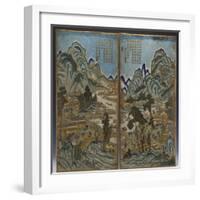 A Pair of Chinese Cloisonne Enamel Landscape Panels-null-Framed Giclee Print