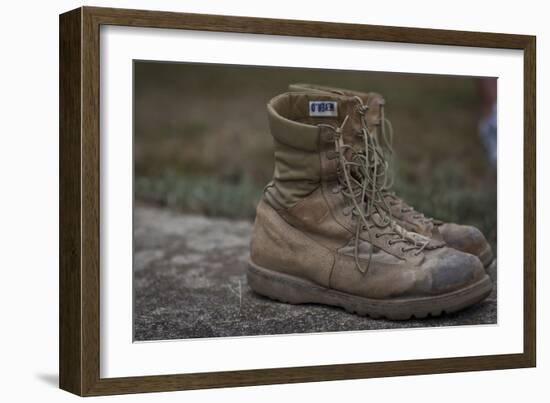 A Pair of Combat Boots Belonging to a U.S. Marine Corps Sergeant-null-Framed Photographic Print