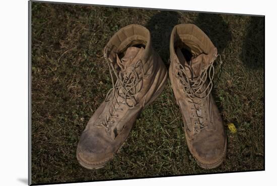 A Pair of Combat Boots Belonging to a U.S. Marine Corps Sergeant-null-Mounted Photographic Print