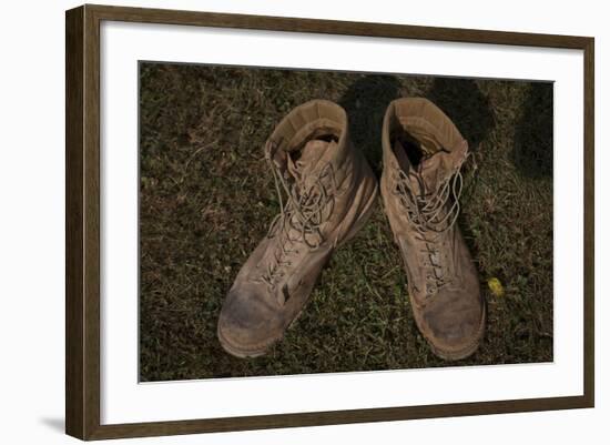 A Pair of Combat Boots Belonging to a U.S. Marine Corps Sergeant-null-Framed Photographic Print