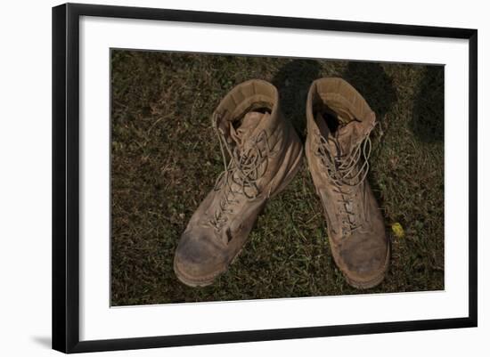 A Pair of Combat Boots Belonging to a U.S. Marine Corps Sergeant-null-Framed Photographic Print