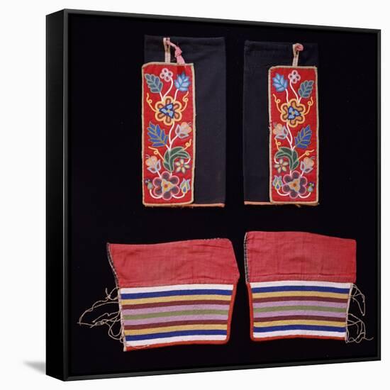 A Pair of Crow Beaded Cloth Woman's Leggings and a Pair of Ojibwa (Chippewa)-null-Framed Stretched Canvas