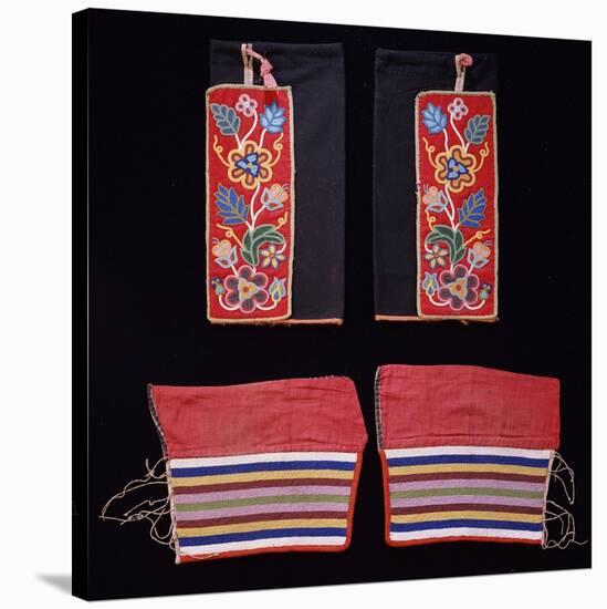 A Pair of Crow Beaded Cloth Woman's Leggings and a Pair of Ojibwa (Chippewa)-null-Stretched Canvas