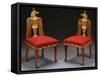 A Pair of Egyptian Revival Carved Fruitwood and Inlaid Side Chairs, English, Circa 1880-null-Framed Stretched Canvas