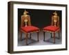 A Pair of Egyptian Revival Carved Fruitwood and Inlaid Side Chairs, English, Circa 1880-null-Framed Giclee Print