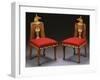 A Pair of Egyptian Revival Carved Fruitwood and Inlaid Side Chairs, English, Circa 1880-null-Framed Giclee Print