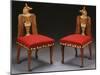 A Pair of Egyptian Revival Carved Fruitwood and Inlaid Side Chairs, English, Circa 1880-null-Mounted Giclee Print