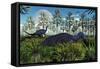 A Pair of Herbivorous Camptosaurus Dinosaurs Grazing-null-Framed Stretched Canvas