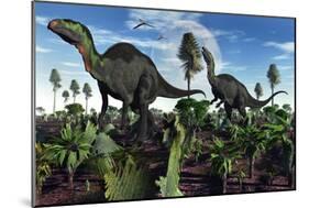 A Pair of Herbivorous Camptosaurus Dinosaurs-null-Mounted Art Print