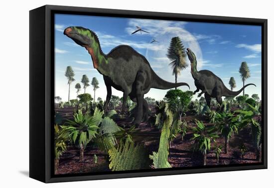 A Pair of Herbivorous Camptosaurus Dinosaurs-null-Framed Stretched Canvas