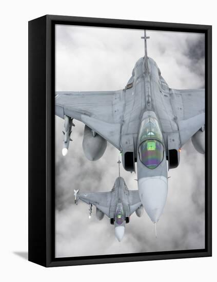 A Pair of Hungarian Air Force Jas-39 Gripen over Lithuania-Stocktrek Images-Framed Stretched Canvas