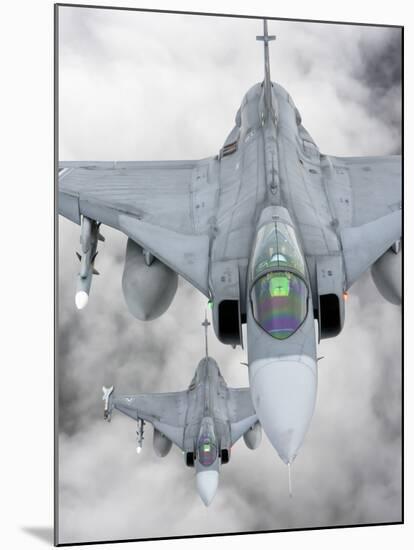 A Pair of Hungarian Air Force Jas-39 Gripen over Lithuania-Stocktrek Images-Mounted Photographic Print