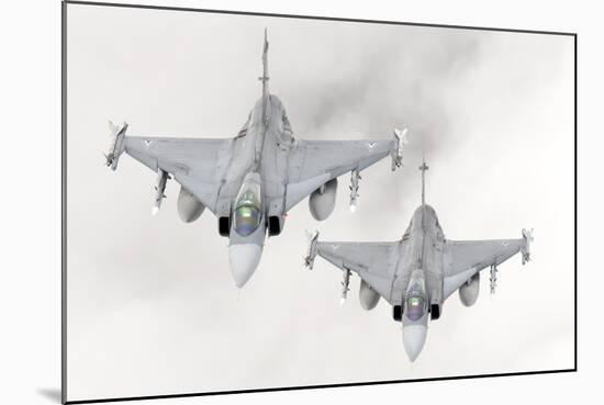 A Pair of Hungarian Air Force Jas-39 Gripen over Lithuania-Stocktrek Images-Mounted Photographic Print