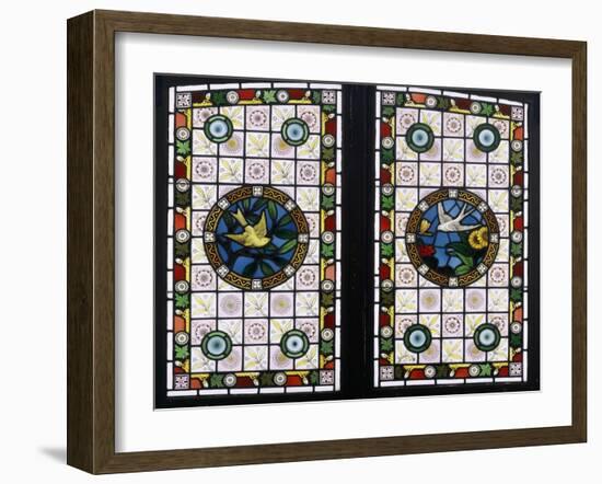 A Pair of Leaded Glass Windows, C.1890-null-Framed Giclee Print