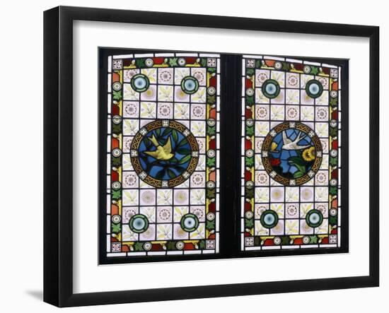 A Pair of Leaded Glass Windows, C.1890-null-Framed Giclee Print