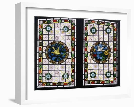 A Pair of Leaded Glass Windows, C.1890-null-Framed Giclee Print