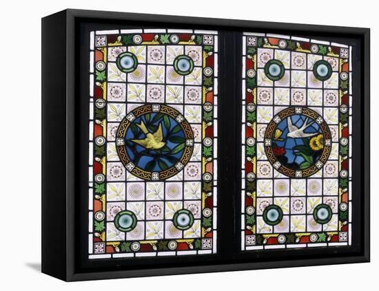 A Pair of Leaded Glass Windows, C.1890-null-Framed Stretched Canvas