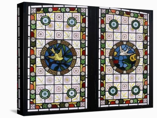 A Pair of Leaded Glass Windows, C.1890-null-Stretched Canvas