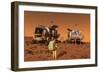 A Pair of Manned Mars Rovers Rendezvous on the Martian Surface-Stocktrek Images-Framed Art Print