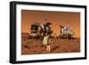 A Pair of Manned Mars Rovers Rendezvous on the Martian Surface-Stocktrek Images-Framed Art Print