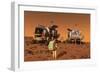 A Pair of Manned Mars Rovers Rendezvous on the Martian Surface-Stocktrek Images-Framed Art Print