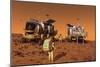 A Pair of Manned Mars Rovers Rendezvous on the Martian Surface-Stocktrek Images-Mounted Art Print