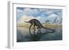 A Pair of Massospondylus at a Watering Hole-Stocktrek Images-Framed Art Print