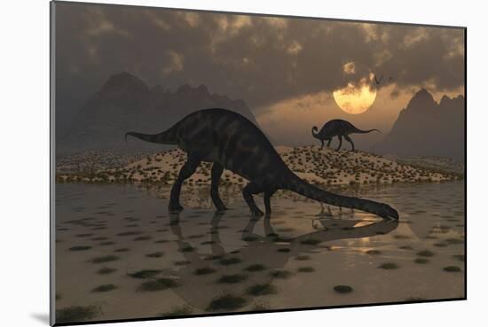 A Pair of Massospondylus at a Watering Hole-Stocktrek Images-Mounted Art Print