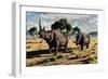 A Pair of Mature Woolly Rhinoceros During the Pleistocene Epoch-Stocktrek Images-Framed Art Print