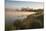 A Pair of Mute Swans, Cygnus Olor, Swim over a Misty Pen Pond at Sunrise in Richmond Park-Alex Saberi-Mounted Photographic Print