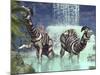 A Pair of Parasaurolophus Feed on Flora Near a Waterfall-Stocktrek Images-Mounted Photographic Print